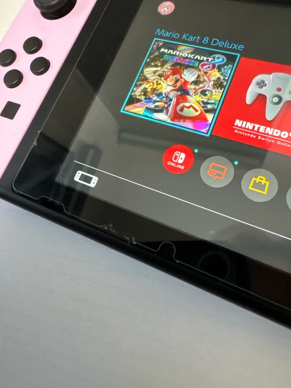 Nintendo Switch with Lavender Left and Mint Green Right Joy-Con